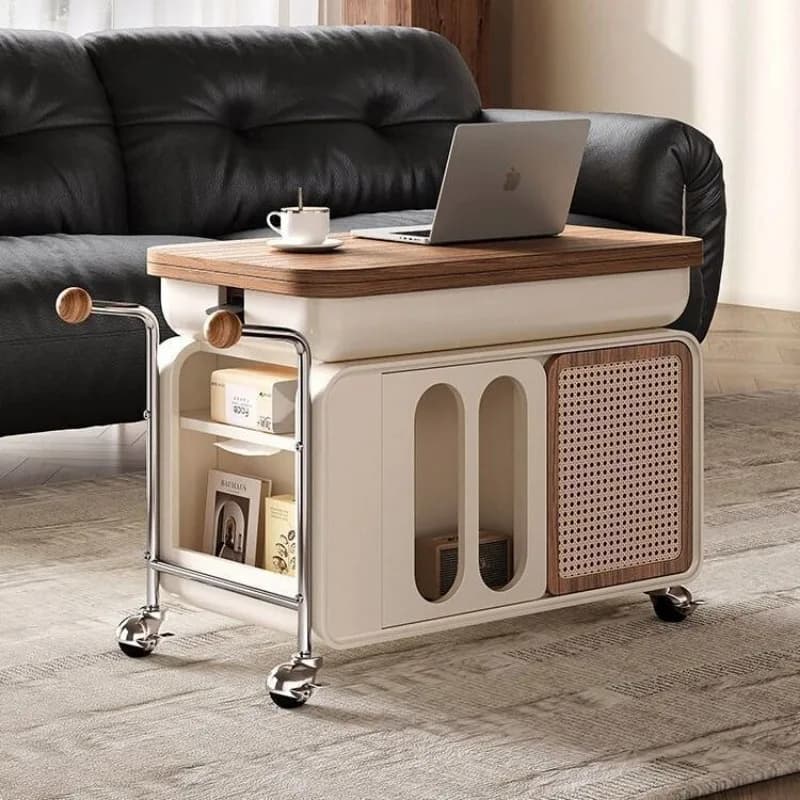 Movable coffee table small apartment solid wood multi-functional side table living room, new sofa corner table can be lifted