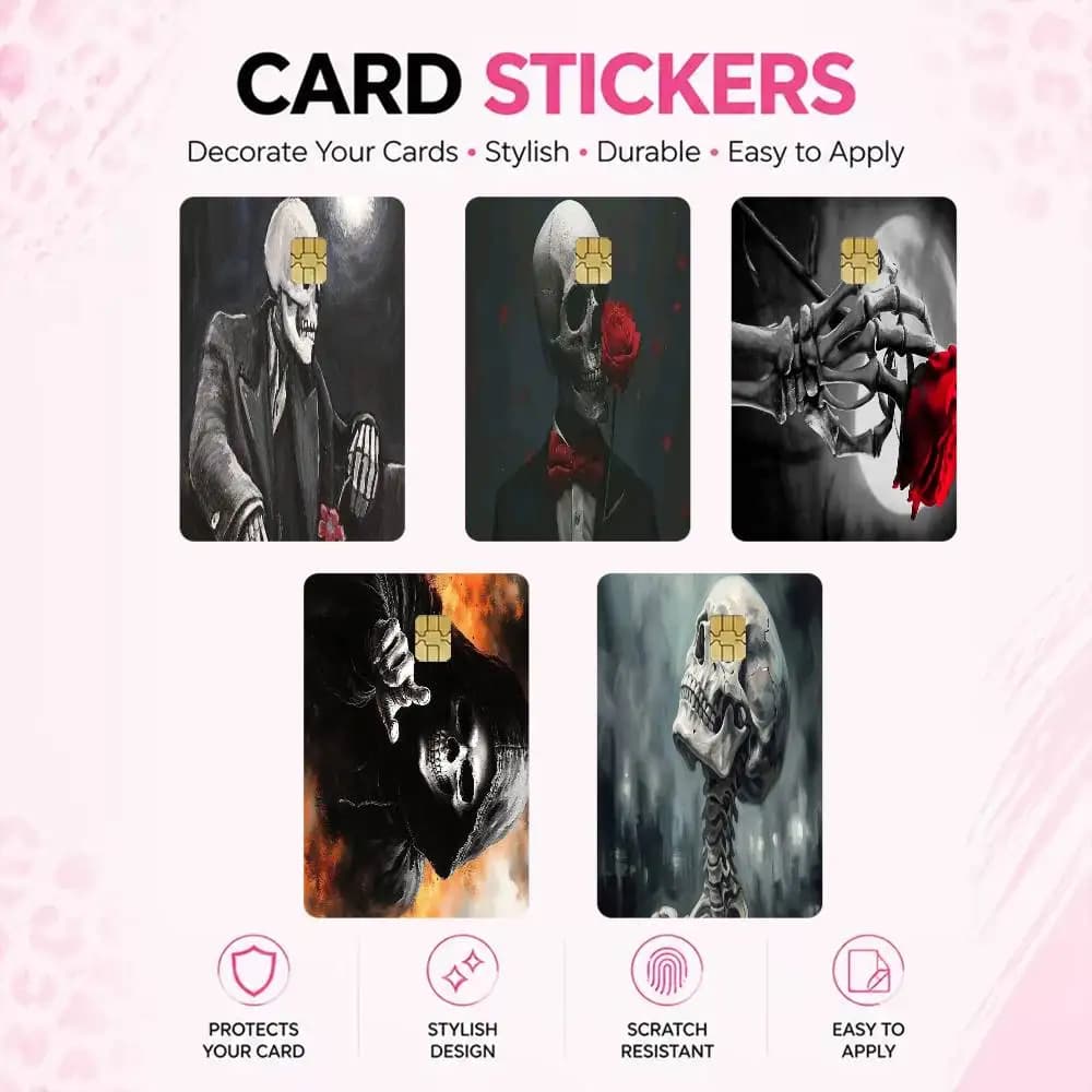 skull High‑Res Game Chip Decals Credit Card Mini Waterproof Vinyl Ornament Useful Gift
