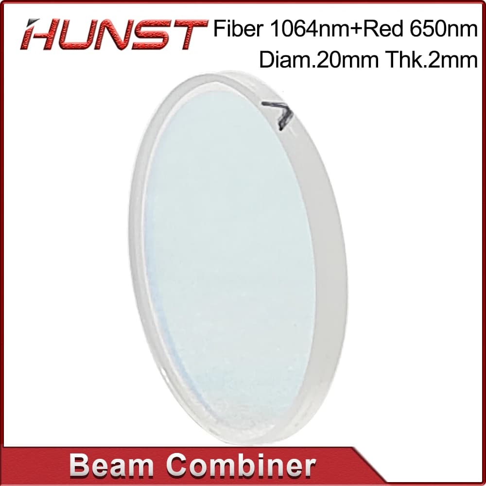 HUNST 1064nm Fiber Laser Beam Combiner Lens Diameter 20mm Beam Combining Lens Red Light for Marking Machine Optical System