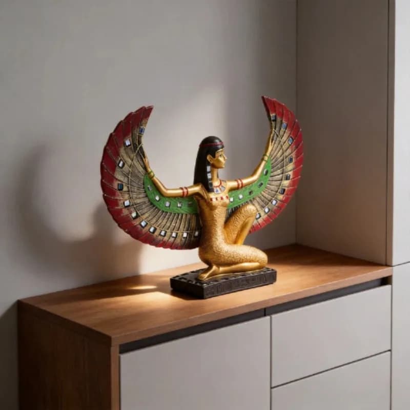 Resin Statue, Facial Sculpture, Hand Drawn Pyramid Guardian Goddess Isis,Inspiration,Craftsmanship,Home Decoration,Office Statue