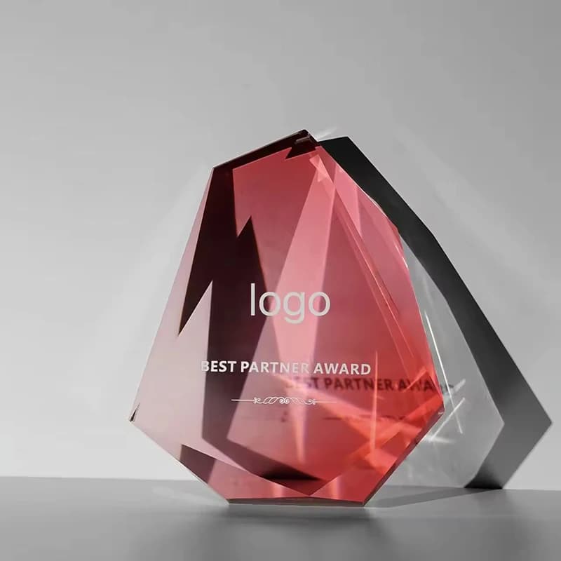 Custom Colorful Crystal Trophy Irregular Iceberg Crystal Award Custom Logo Text Business Souvenir Corporate Annual Meeting Prize
