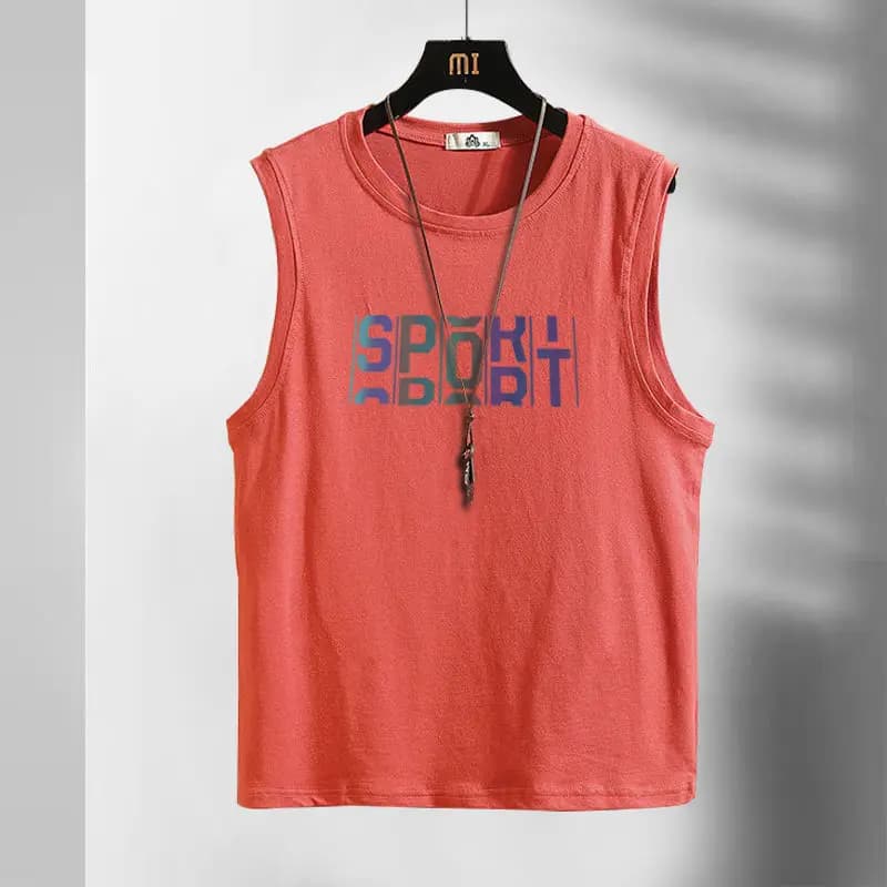 Fashion O-Neck Printed Color Letter Sleeveless T-Shirts Men's Clothing Summer New Loose Casual Tank Top Punk Tee Shirt