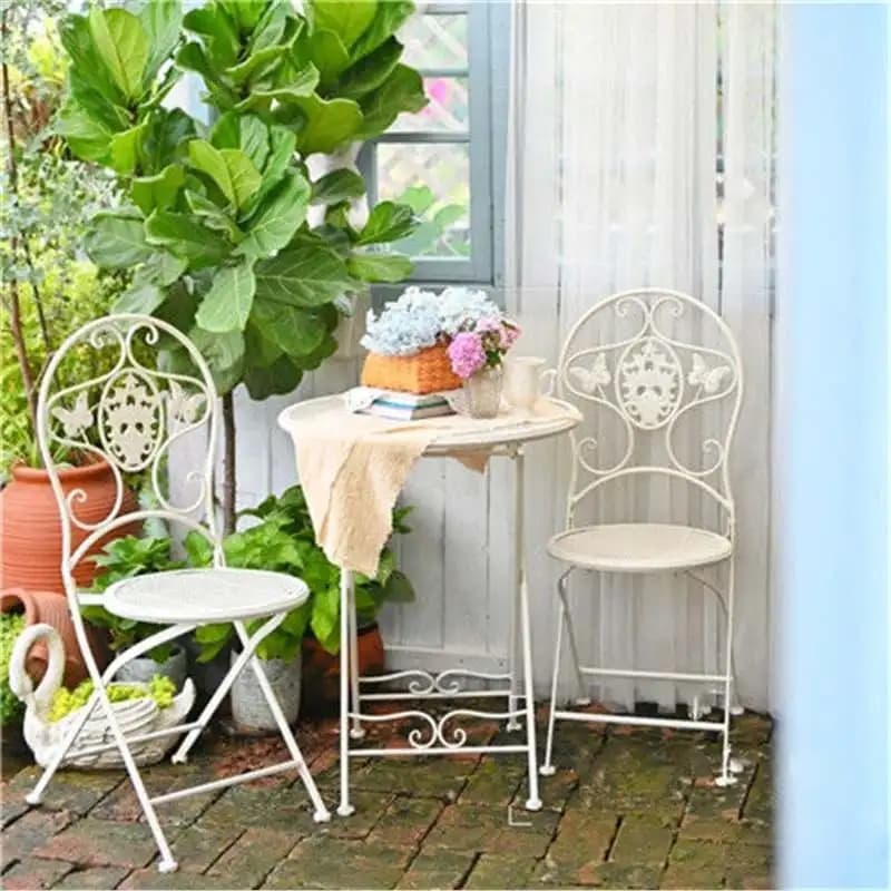 Nordic balcony table and chair combination three-piece leisure folding outdoor courtyard wrought iron terrace modern home
