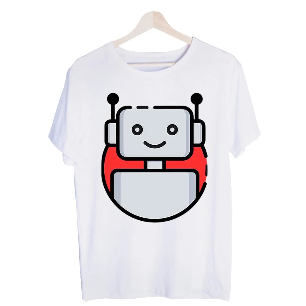 Men's Robot Graphic Tee, Short Sleeve Crew Neck T-Shirt for Casual Streetwear and Daily Wear