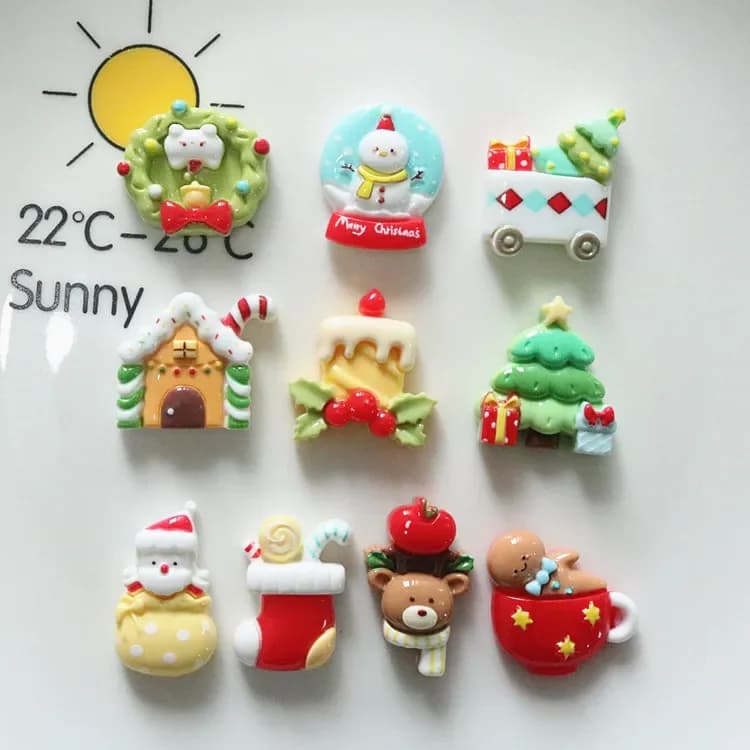 100pcs Cute Cartoon Christmas Man Snowman Candle Resin Flatback Cabochon DIY for Phone Case Hairpin Keychain Scrapbook Decor