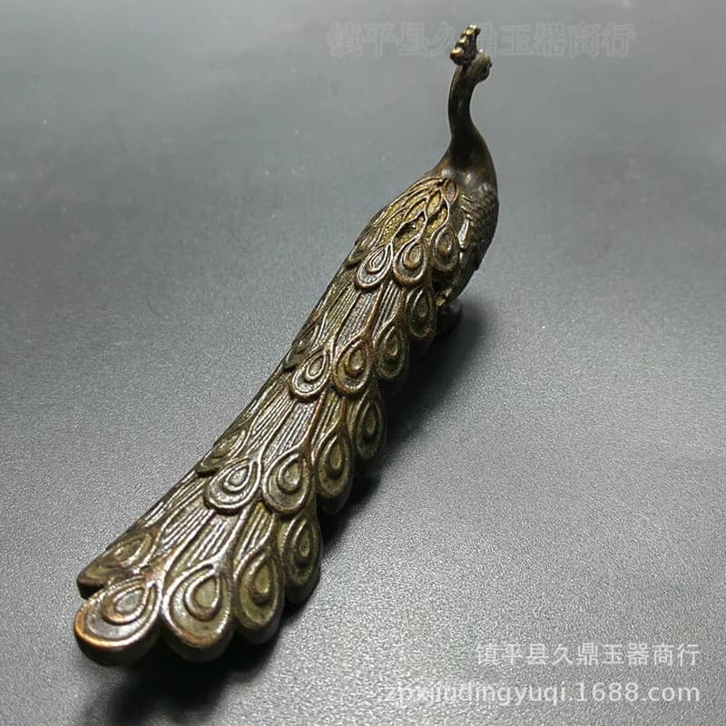 Collectible Brass Ornament - Home Decor Copper Peacock with Spread Tail - Living Room Decoration Craft