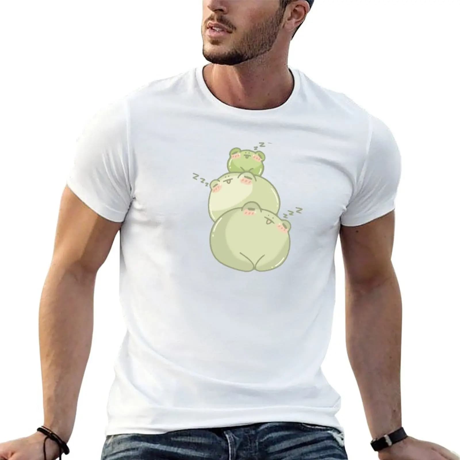 Cute Sleeping Frog Stack T-Shirt Louboutins croswit shirt man sweat shirts, men