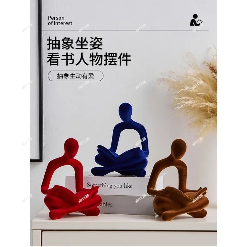 Creative Reading Figure Ornament Art Statue for Home TV Cabinet Wine Cabinet Decor