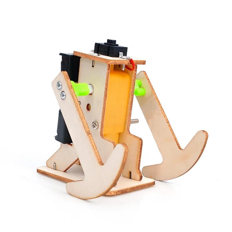 STEM Science Education Physics Wooden Diy Toy Robot Kit Walking Robot