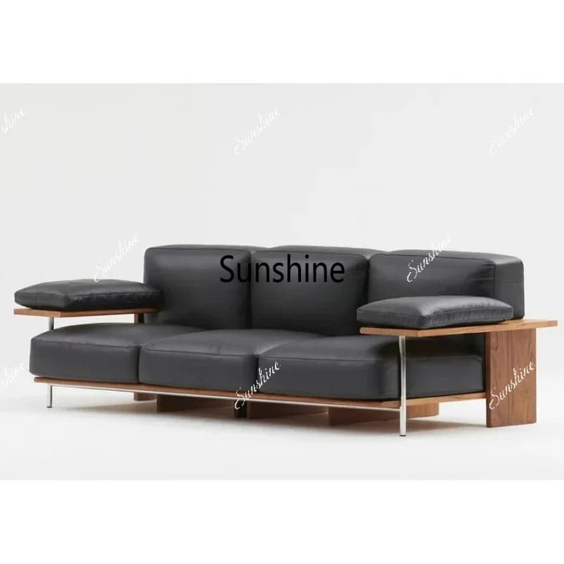 YItalian retro solid wood sofa small apartment light luxury living room modern minimalist medium and ancient metal