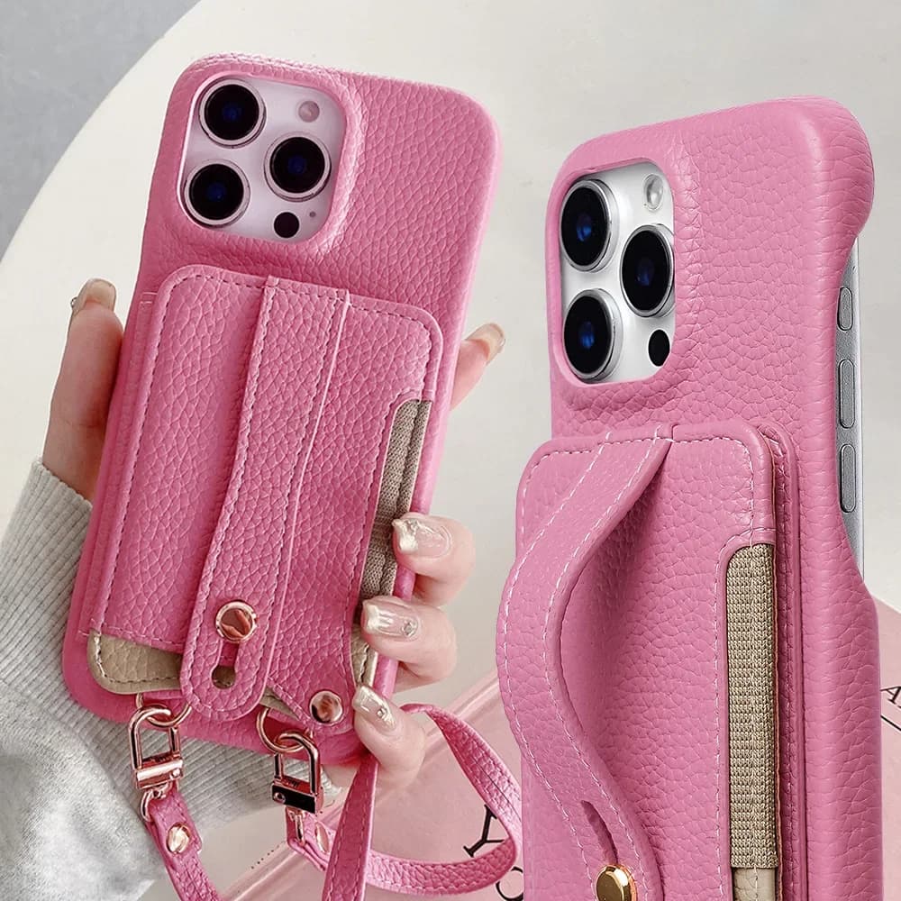 Back Magnetic Flip Wallet Case Phone Cover for Huawei Pura 70 P40 P30/nova 11/Mate 60 50 40 30 Pro with Detachable Wrist Strap