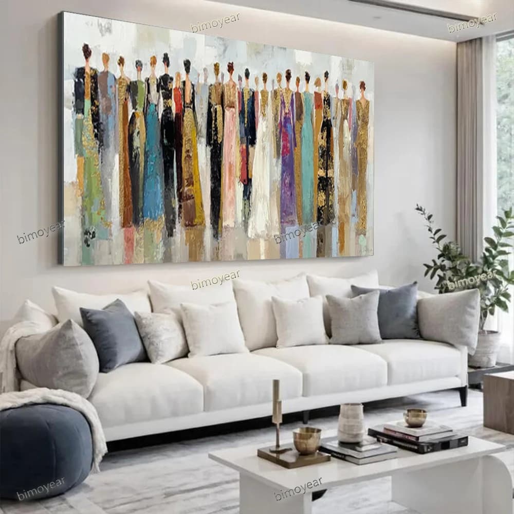 Bohemian Girl Abstract Oil Painting - Hand-Painted Canvas Mural Wall Art Decor Home Living Room Ins Inspired Decorative Pict