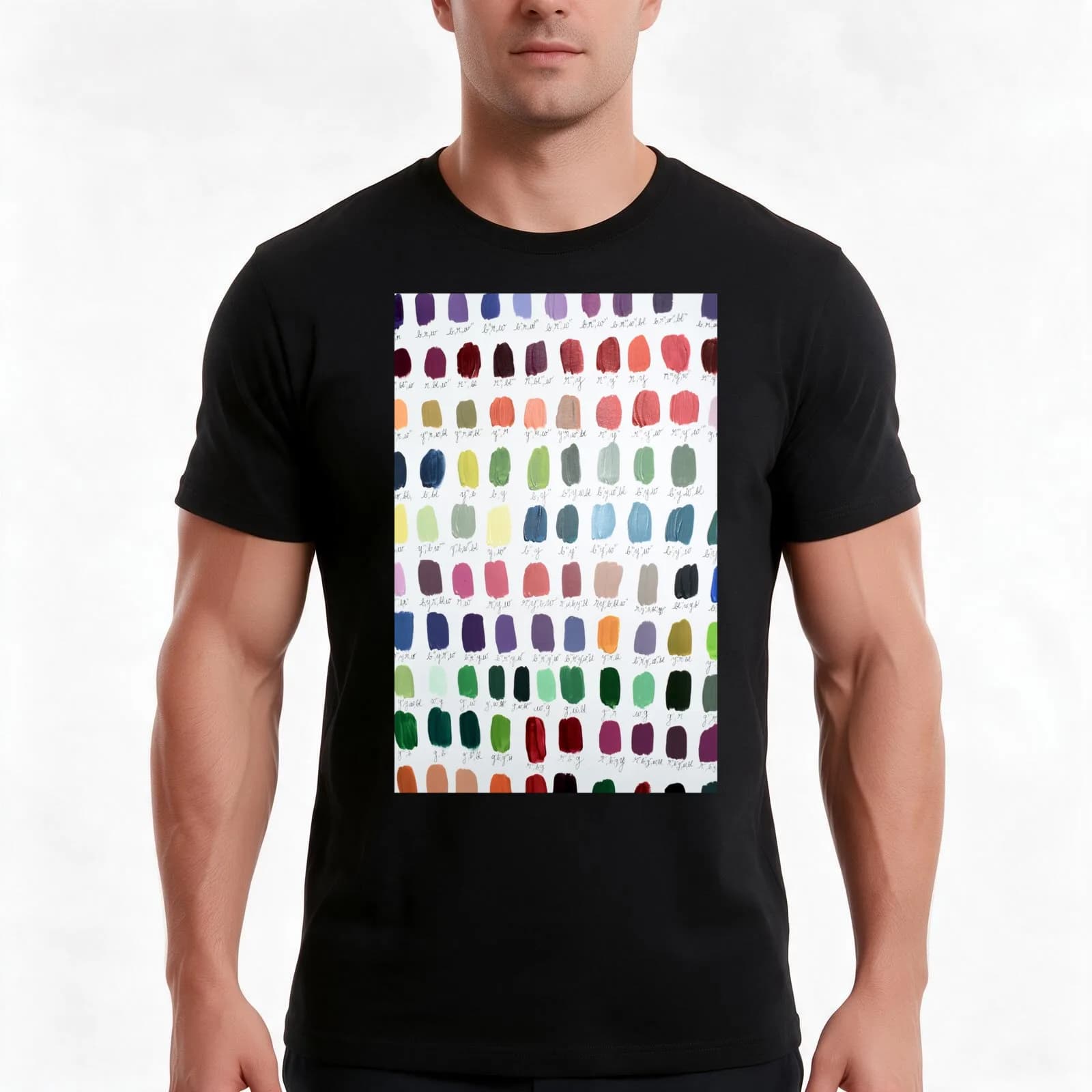 Color Swatches T-Shirt, Summer Casual Cotton Tee, Oversized Streetwear Tops, Vintage Graphic Print, Loose Fit Short Sleeve