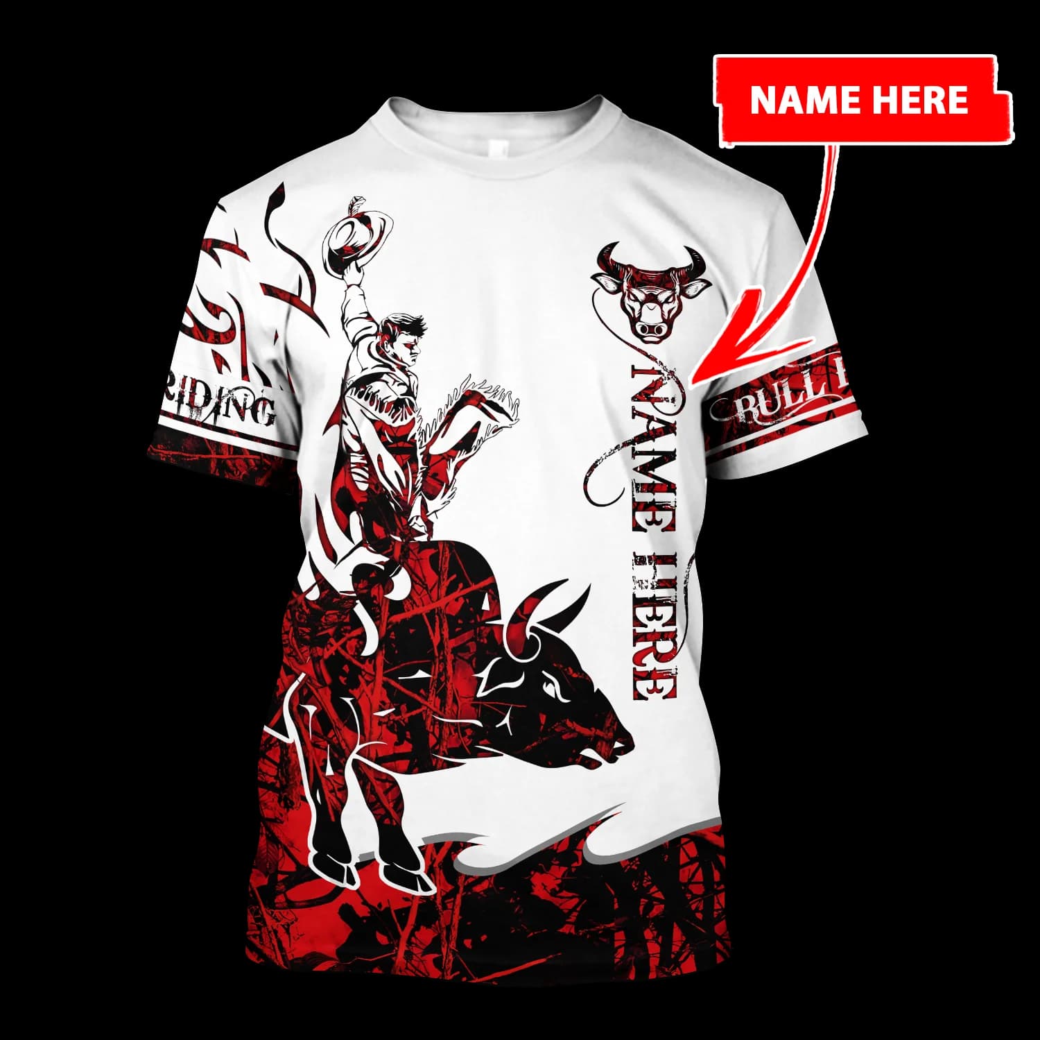 2022 summer Fashion mens t shirt Personalized Name Bull Riding Tattoo 3D Printed Unisex Tshirt street Casual sports T-shirt DW45