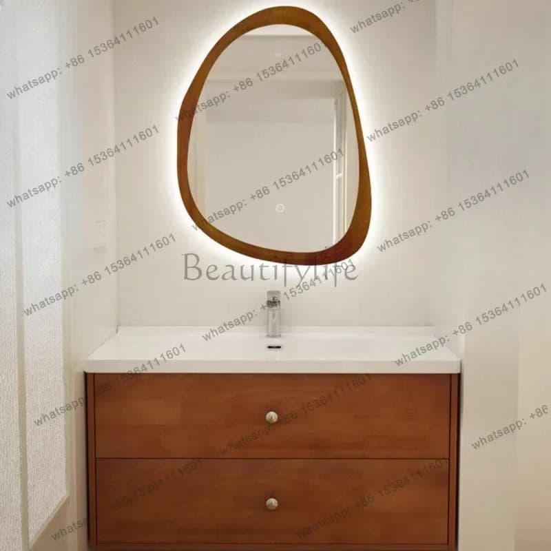 Walnut solid wood bathroom cabinet, toilet washstand, antique ceramic integrated basin