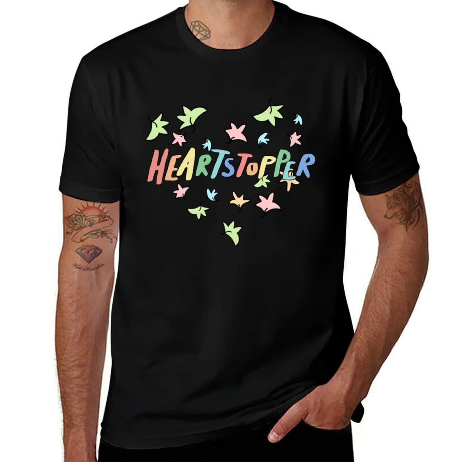 Heartstopper heart of leaves (Black background) T-Shirt Comfortable Daily Wear Tee T-Shirt