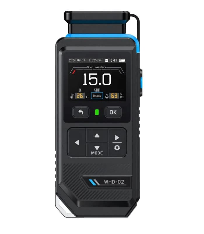 WHD-02 Pin-Type Color Screen  Meter for Wood, Temperature & Humidity Meter Firmware Upgrade and 7 Measurement Modes