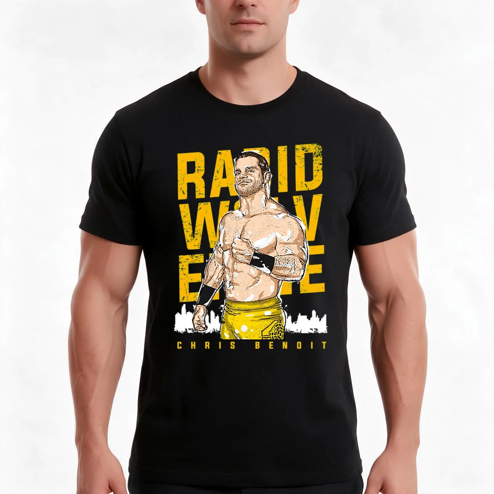 Chris Benoit T-Shirt, Summer Casual Cotton Tee, Oversized Streetwear Tops, Vintage Graphic Print, Loose Fit Short Sleeve