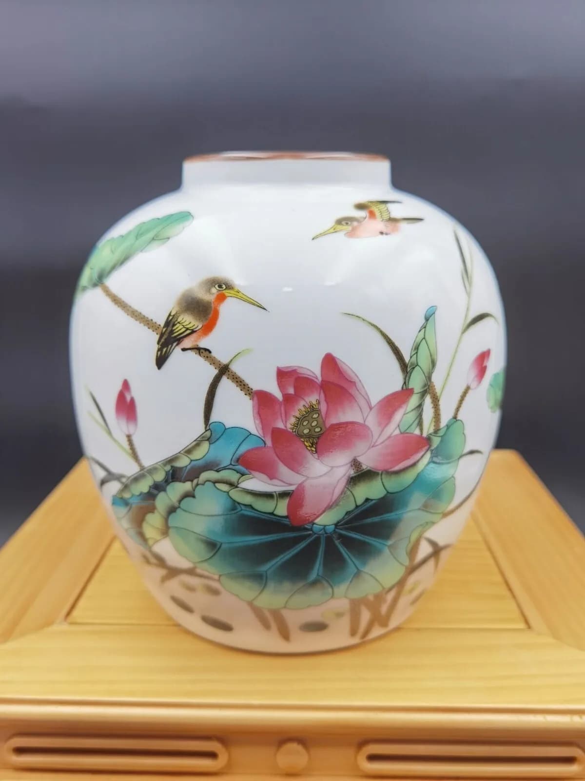 Chinese Lotus Vase Antique Handmade Ceramic Flower Vase Porcelain Deco