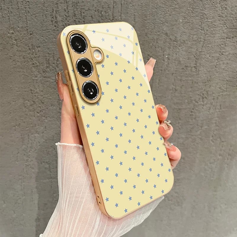 Star Pattern Wallpaper Tempered Glass Phone Case for Galaxy S26/S25/S24/S23 Ultra /S22 Ultra/S20 Ultra/56/A72/A73 5G