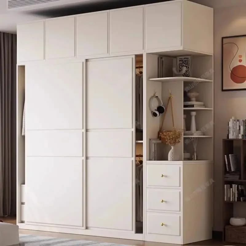 Luxury Modern Wardrobe Closet Sliding Doors White Multiple Purpose Wardrobes Wooden Space Saving Szafa Na Ubrania Furniture Home