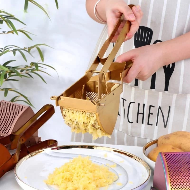1pc Gold Potato Ricer Manual Lemon Squeezer Stainless steel Fruit Orange Pressure Juicer Tool Vegetables Mashers Kitchen utensil