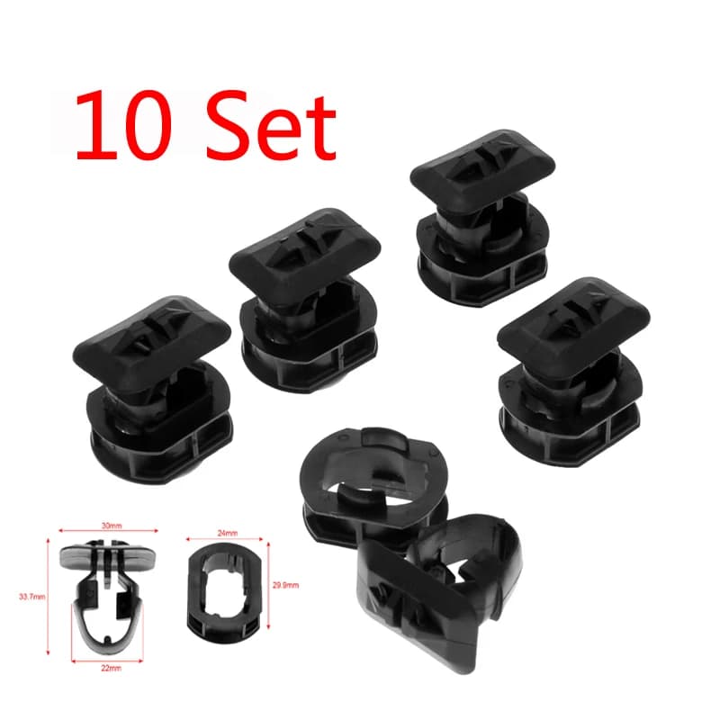 10set Side Skirt Bracket Clips & Grommet For Mercedes For Benz R170 W202 W203 W204 W208 W210 Clip Fasteners Black Nylon Car Part