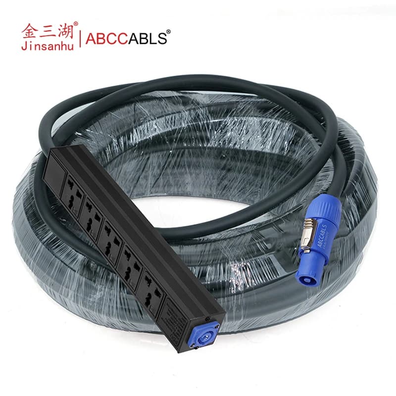ABCCABLS 5 Outlet Universal Stage PDU Power Cable | PowerCON Male Output + Rear PowerCON Female for Series Connection