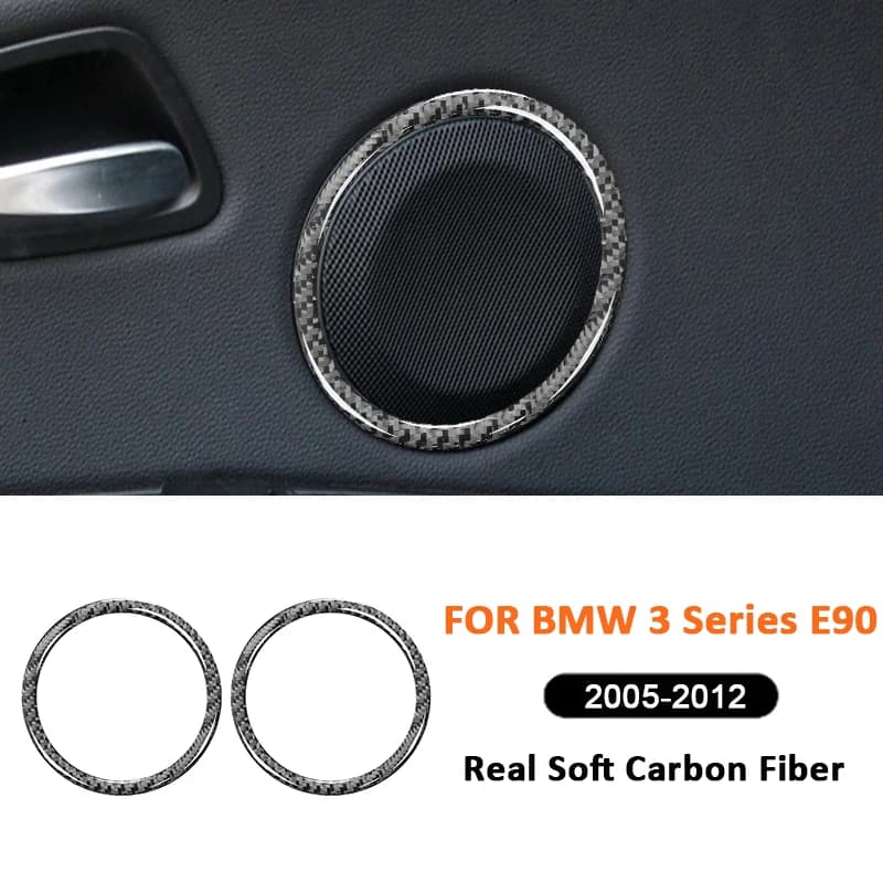 For BMW 3 Series E90 E92 2005-2012 Carbon Fiber Car Door Horn Radio Speaker Panel Frame Decoration Sticker Interior Accessories