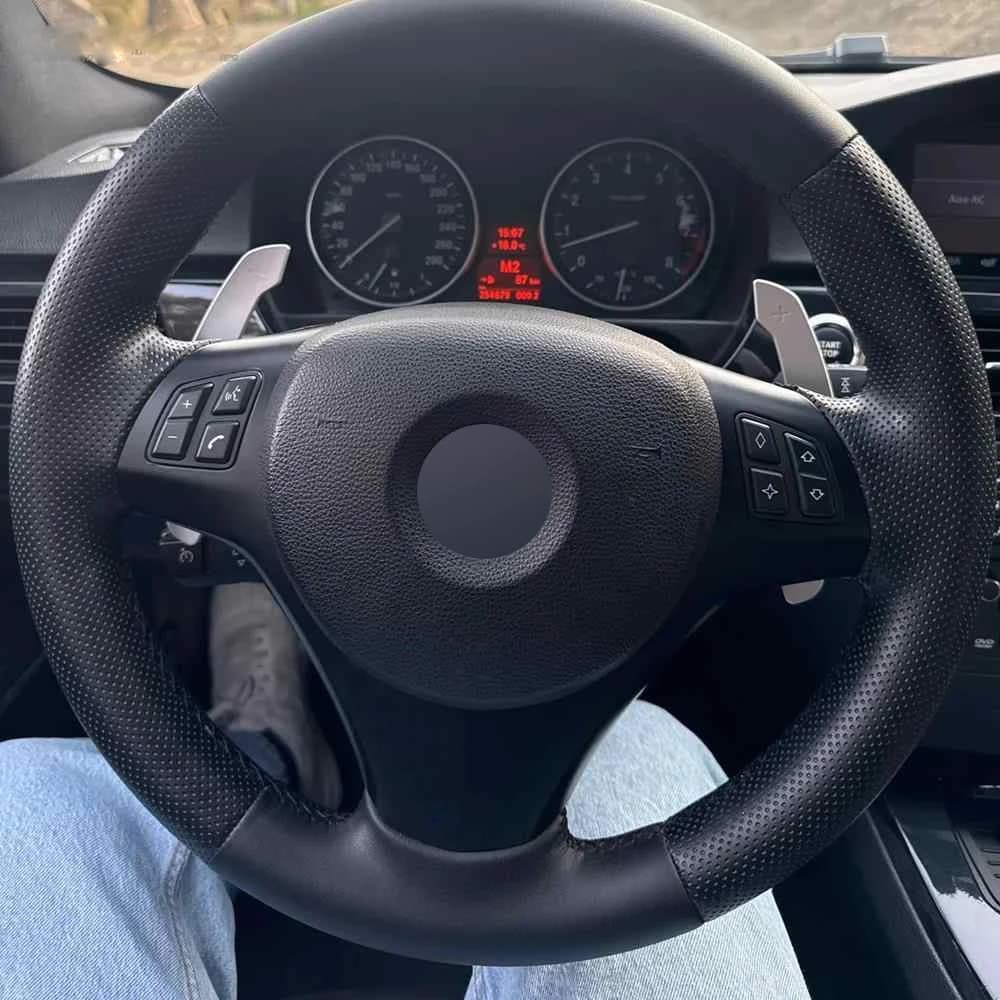 Alcantara Steering Wheel Cover Wrap Genuine Leather Black Thread Car Accessoires Specifically For BMW M3 E92 E81 E82 E88 X1 E84