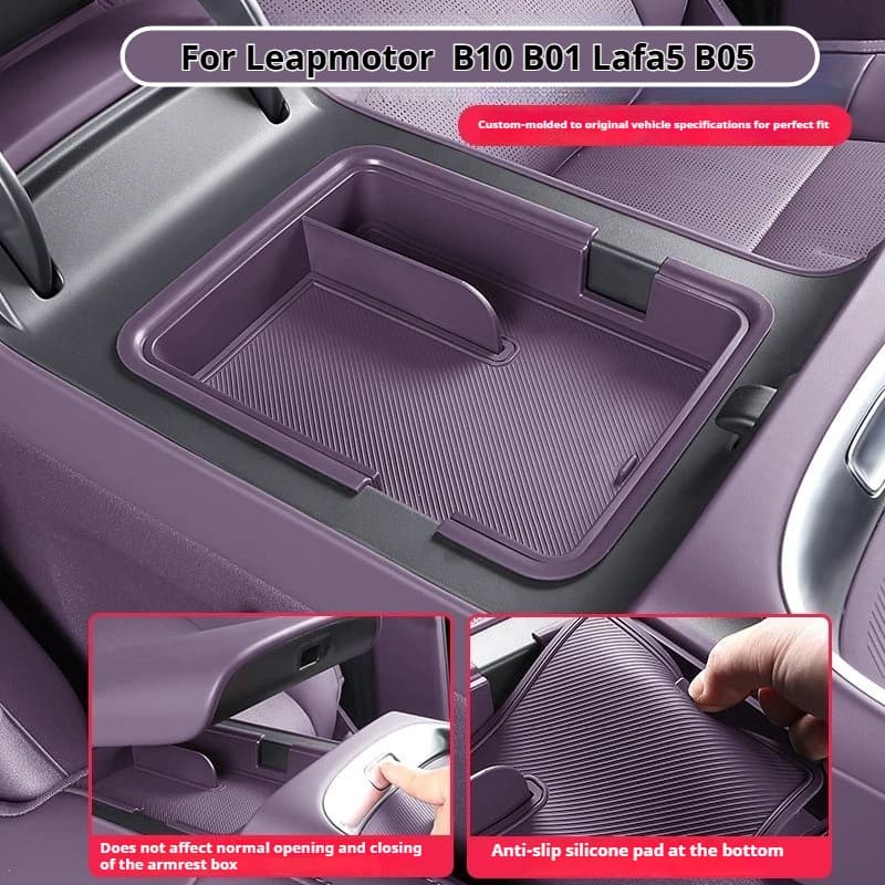 For Leapmotor B10 B01 Lafa5 B05 A10 B03X Car Armrest Box Storage Box Silicone Waterproof and Scratch Resistant Protection