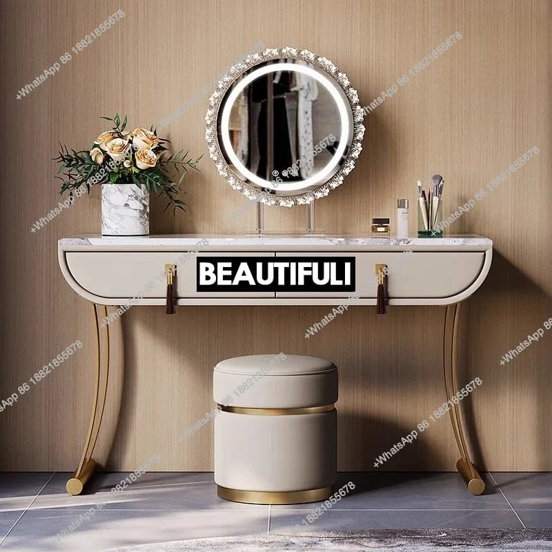Modern Minimalist Designer High-end Solid Wood Marble Dresser Combination