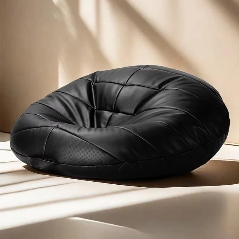 Round foam imitation leather modern bean bag sofa, suitable for living room and bedroom, soft and comfortable