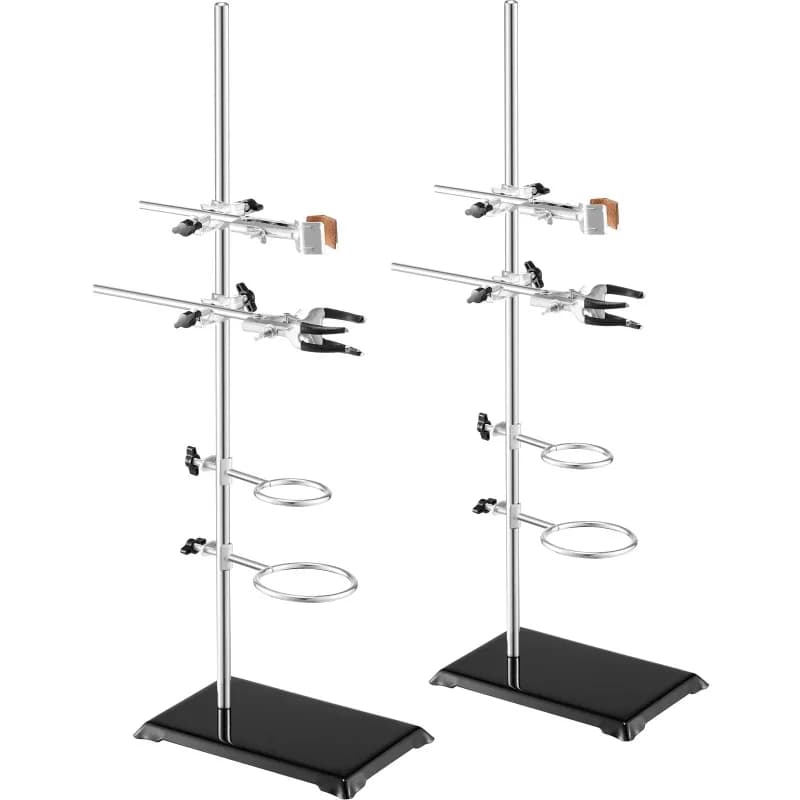 Stand Support Laboratory Retort 2 Sets Steel Lab Stand 23.6" Rod Includes Flask Clamps Burette Clamps&Cross