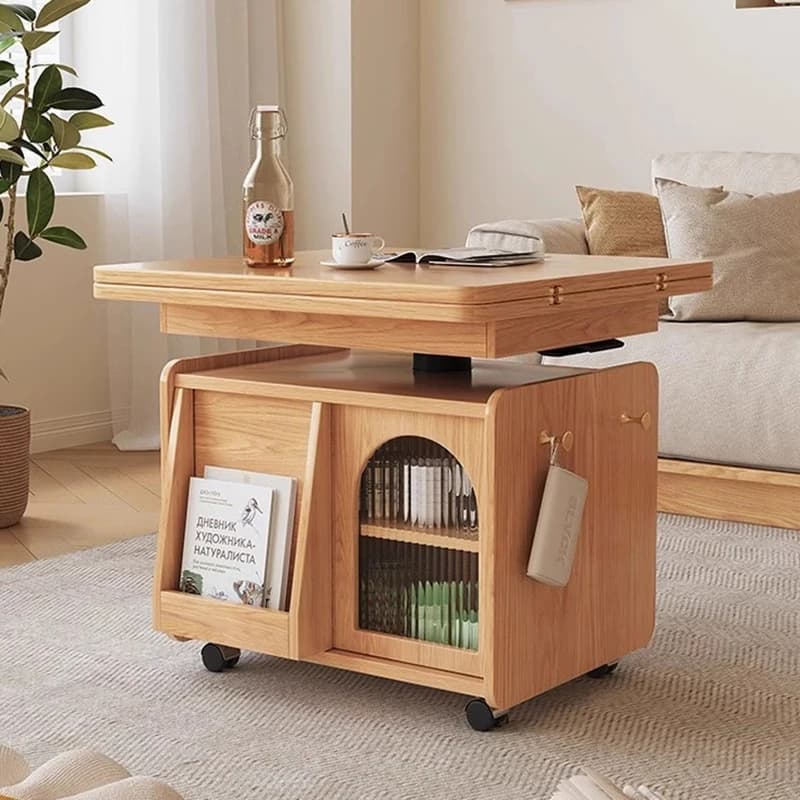 Nordic Rustic Coffee Tables Classic Premium Multifunction Lift Top Coffee Tables Wheeled Simple Mesa Centro Elevable Furniture