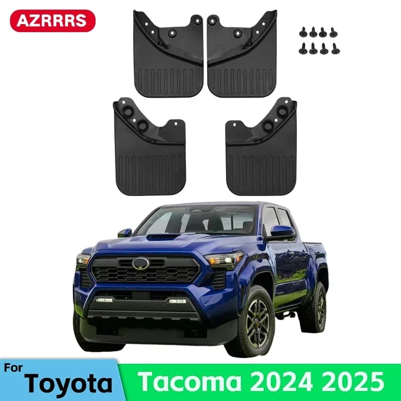 Mud Flaps For Toyota Tacoma 2024 2025 - [Updated] Flexible & Bendable No Drill Splash Guard MudGuards MudFlaps Accessories