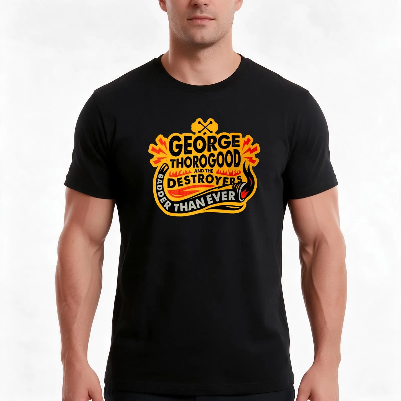 george thorogood ever tour 2021 malamsenin T-Shirt, Summer Casual Cotton Tee, Oversized Streetwear Tops, Vintage Graphic Print