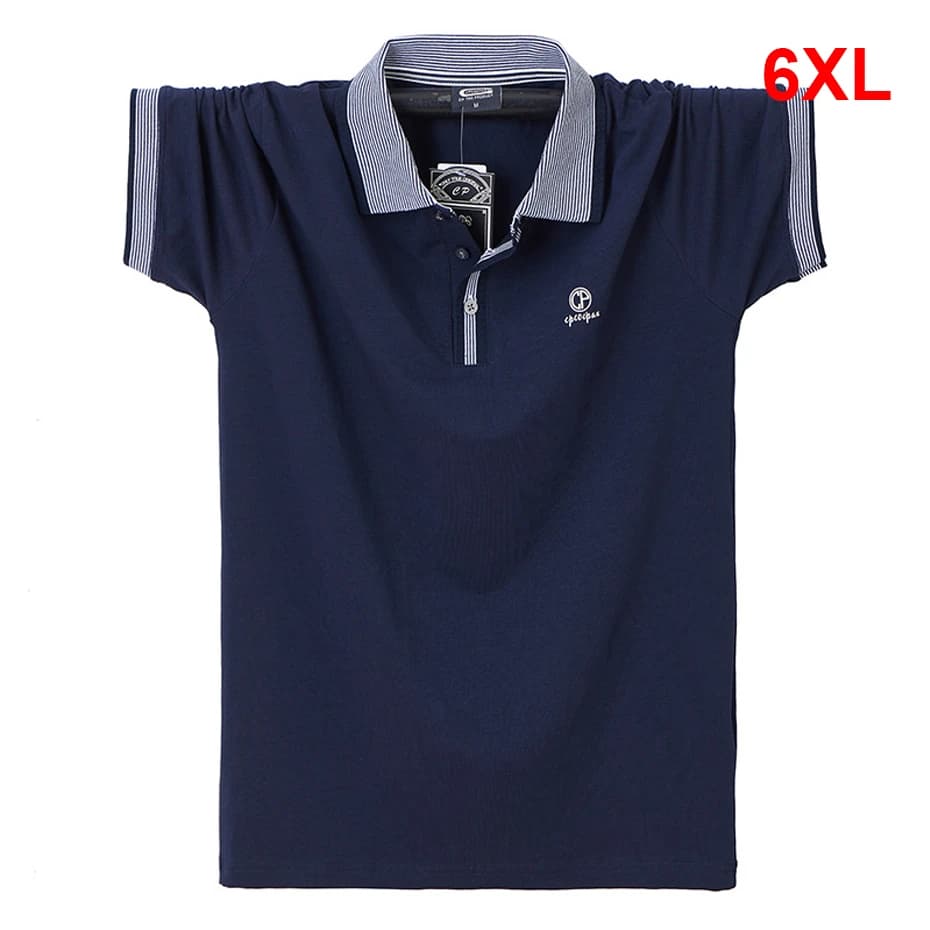 Summer Short Sleeve Polo Shirts Men Plus Size 6XL Collar Stripe Design Casual Fashion Polo Shirt Male Big Size 6XL