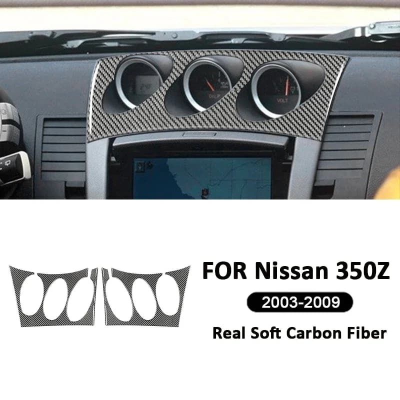 For Nissan 350Z 2003-2009 Soft Carbon Fiber Roadster Central Control Display Panel Frame Decorative Sticker Auto Accessories