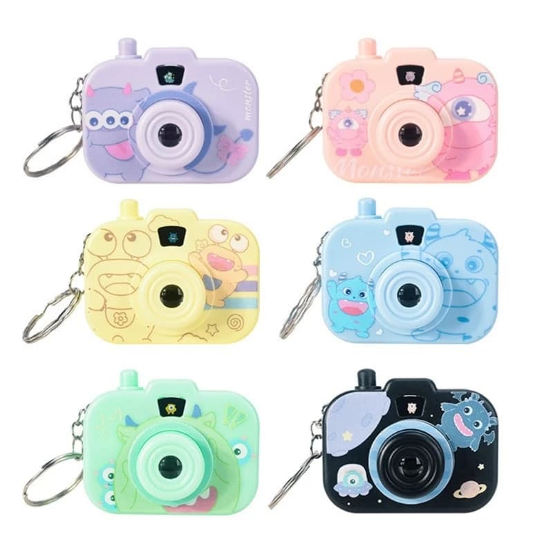 E15A Kids Cartoon Projection Camera Keychain Safe Lightweight Plastic Toy For Outdoor Indoor Learning Stylish Keyring