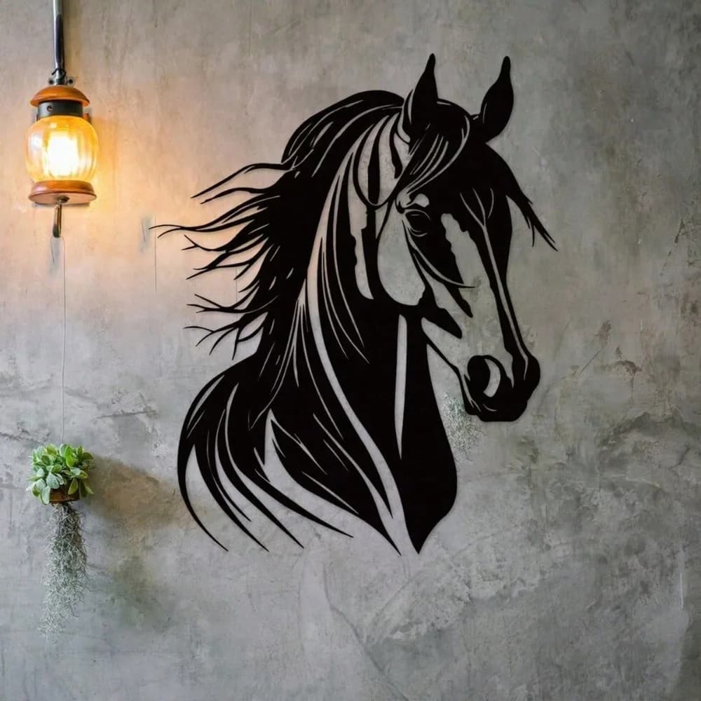 1pc Exquisite Metal Horse Head Art - Sculptural Wall Decor, Indoor Outdoor Home Gift & Accent