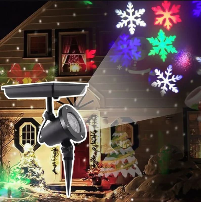 【Hot】Solar Christmas Projection Light LED Snowflake La-ser Lamp Outdoor Garden Waterproof Solar Flood Light Home