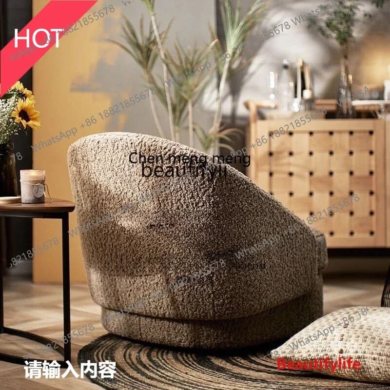 2936 Nordic solid wood cashmere fabric single sofa negotiation chair rotatable living room furniture