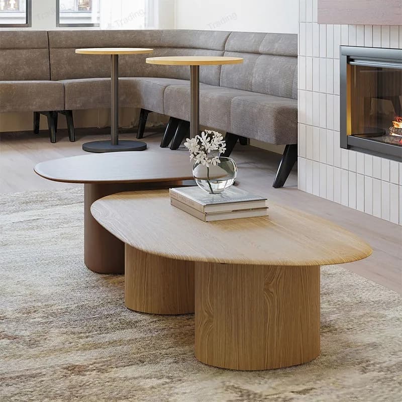Log wind coffee table Modern simple home mobile personality solid wood edge table