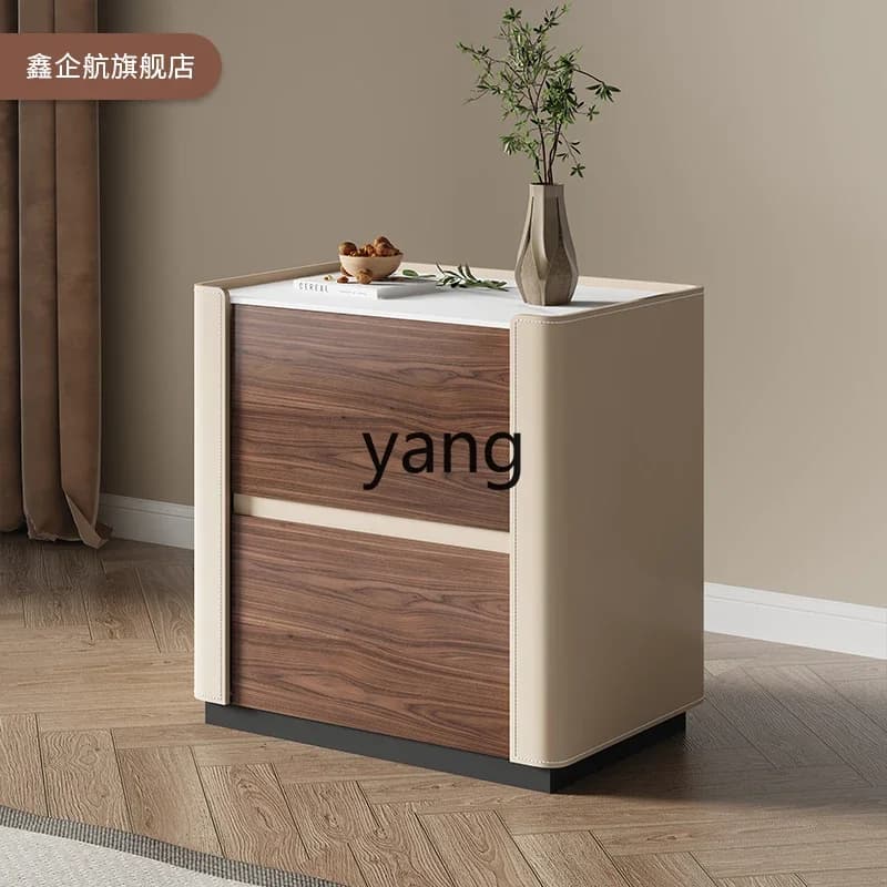 LM solid wood small simple modern home bedroom side few creative light luxury bedside table