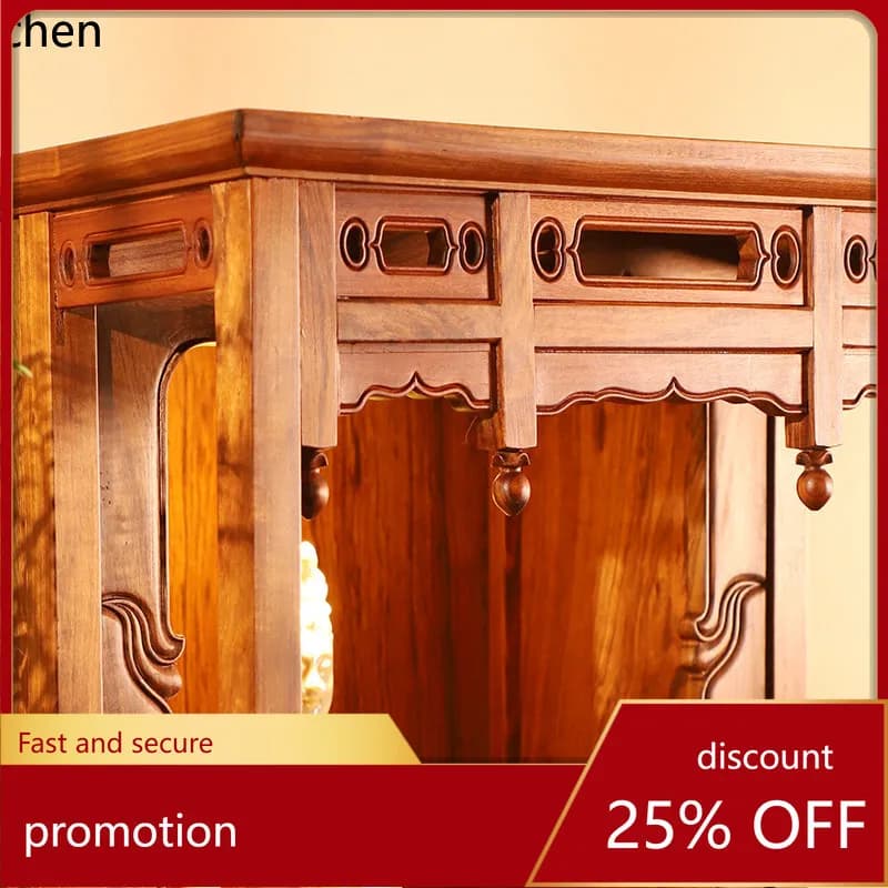 Cz solid wood buddhist niche cabinet  incense case god slot buddhist temple offering table guanyin god of wealth offering seat