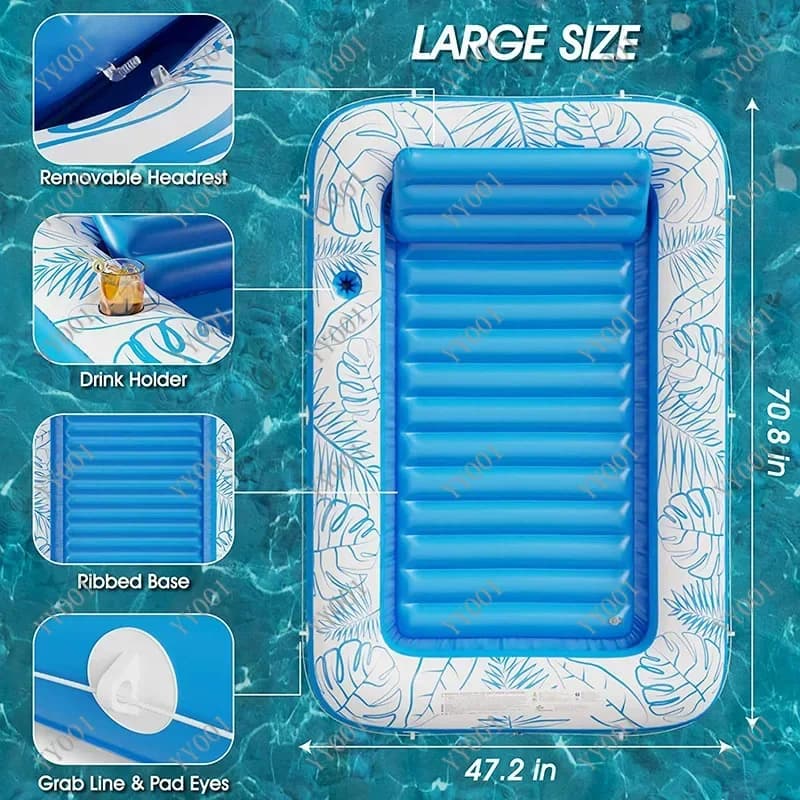 Inflatable Swimming Pool Adult Floating Bed Children Blowing Sunbathing Swimming Pool Raft Bath with Inflatable Pillows