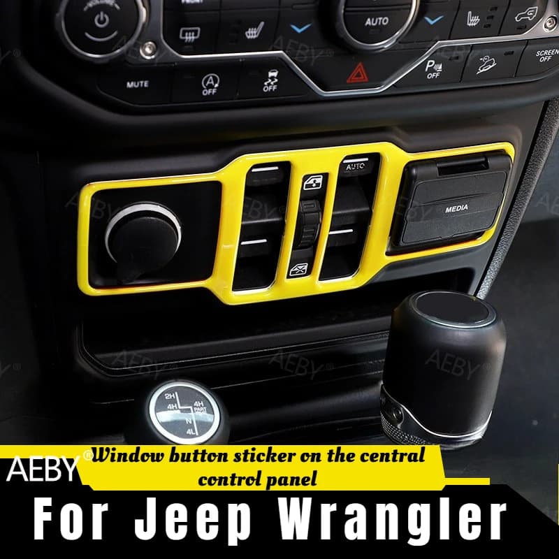 For Jeep Wrangler 2018-2025 Window control switch frame cover decoration,Button cover decoration,Car interior accessories