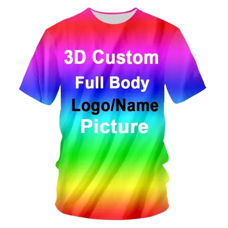 Men's Full-Body 3D Printed Custom T-Shirt, Fashion Street Dance Short Sleeve T-Shirt, DIY T-Shirt for Men and Women, Wholesale