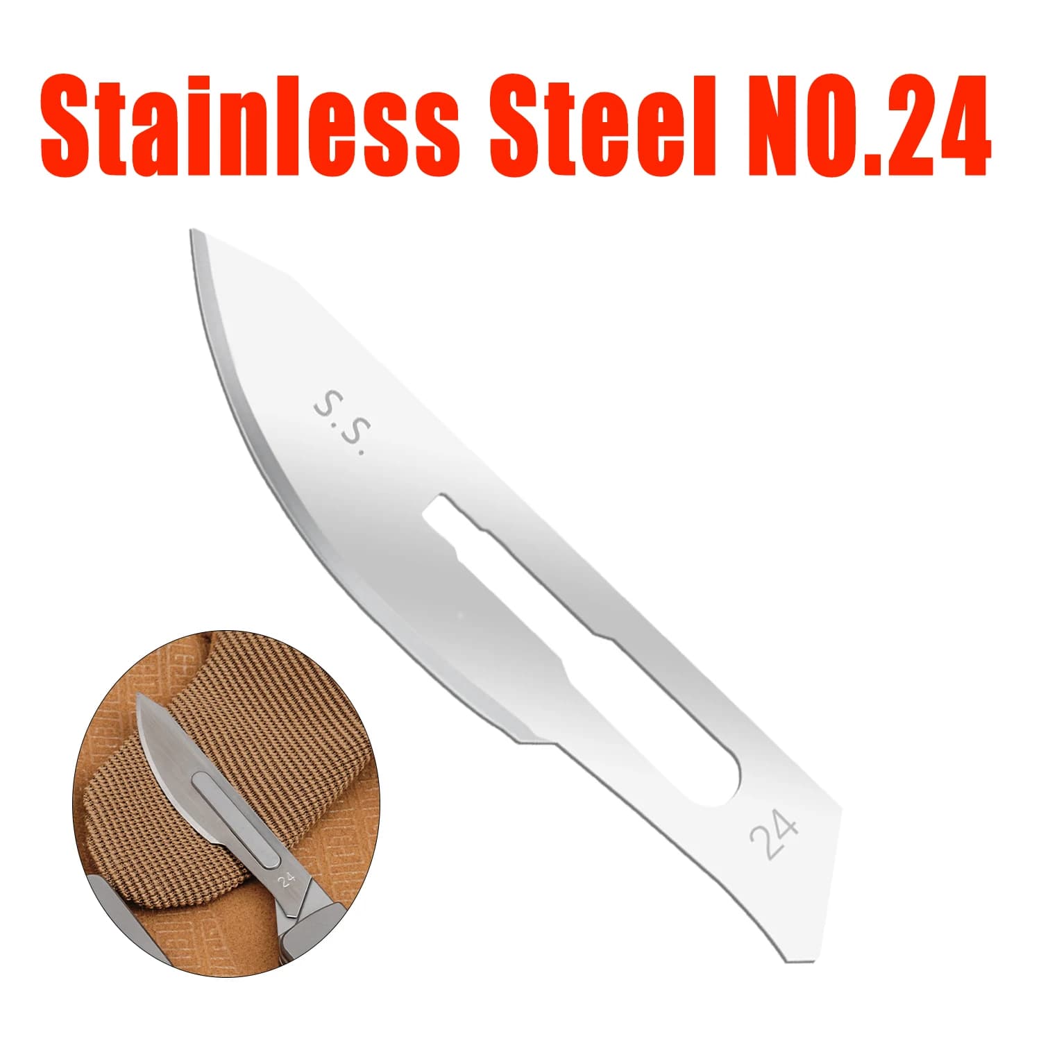 The blade material is stainless steel. Compatible with multiple knife handles.